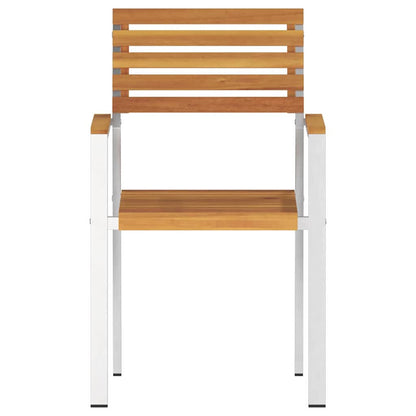 vidaXL Garden Chair 4 pcs Solid Acacia Wood and Stainless Steel 5