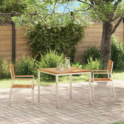 vidaXL Garden Chair 2 pcs Solid Teak Wood and Stainless Steel 1