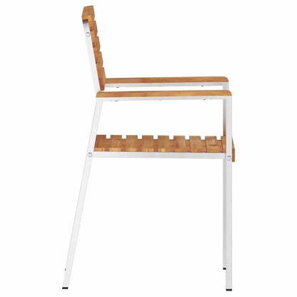 vidaXL Garden Chair 2 pcs Solid Teak Wood and Stainless Steel 6
