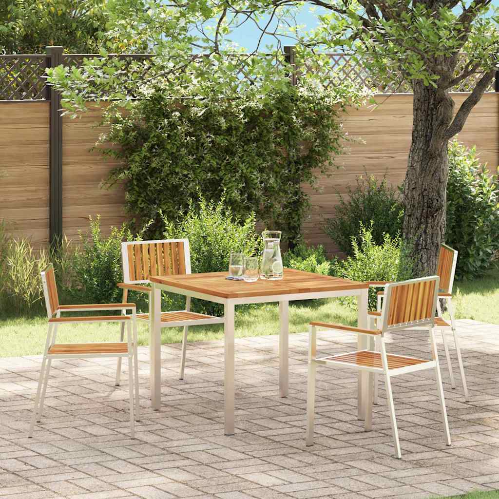 vidaXL Garden Chair 4 pcs Solid Acacia Wood and Stainless Steel 1