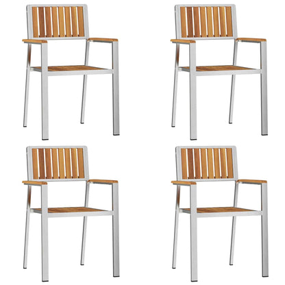 vidaXL Garden Chair 4 pcs Solid Acacia Wood and Stainless Steel 2