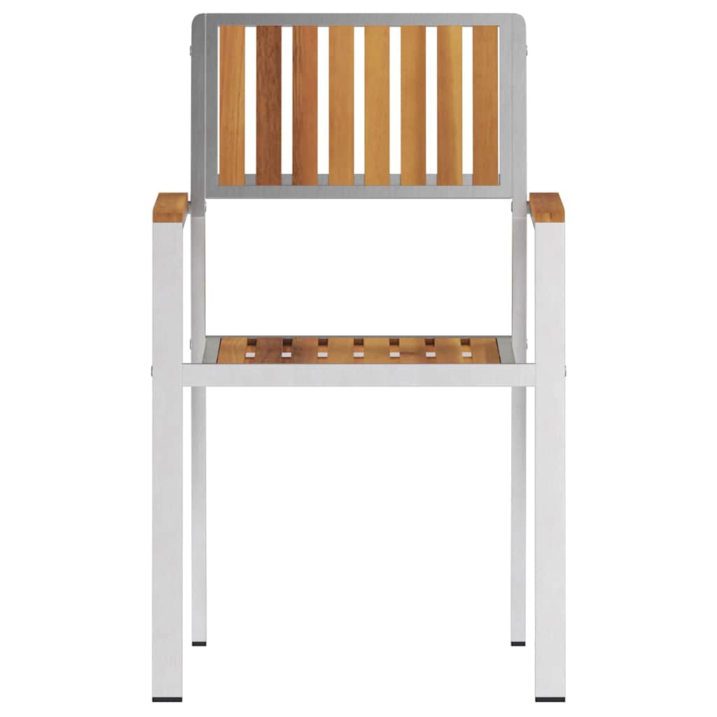 vidaXL Garden Chair 4 pcs Solid Acacia Wood and Stainless Steel 5