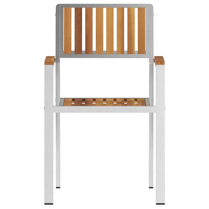 vidaXL Garden Chair 4 pcs Solid Acacia Wood and Stainless Steel 5