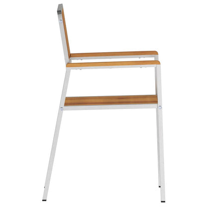 vidaXL Garden Chair 4 pcs Solid Acacia Wood and Stainless Steel 6