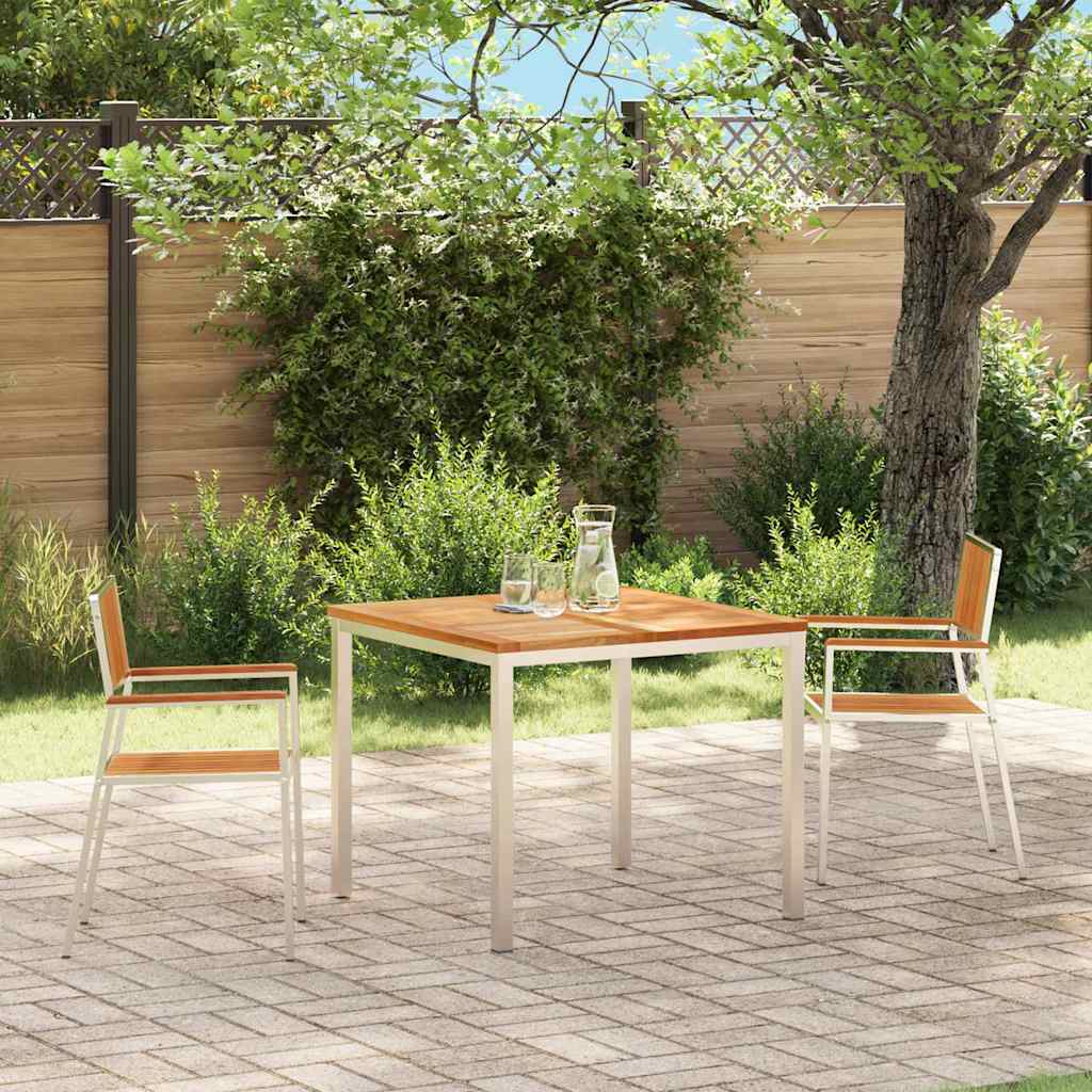 vidaXL Garden Chair 2 pcs Solid Teak Wood and Stainless Steel 1
