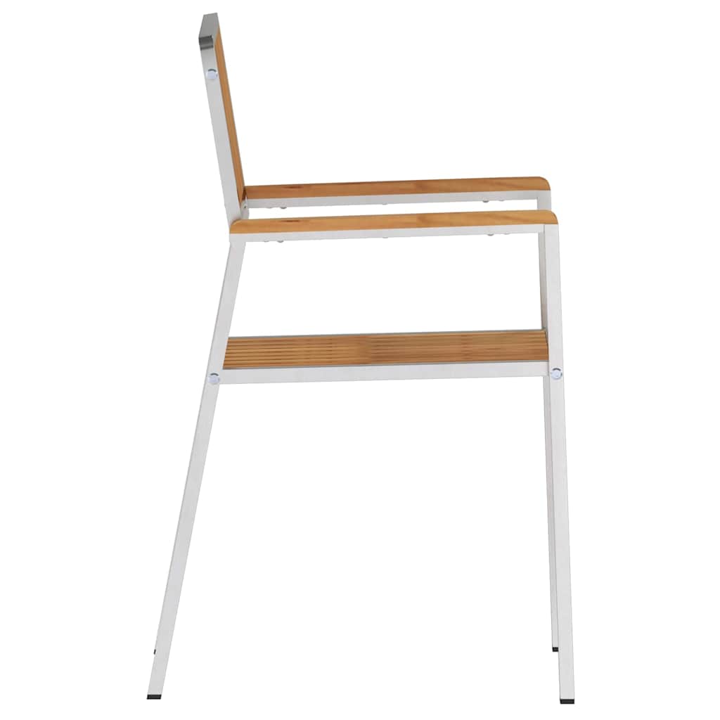 vidaXL Garden Chair 2 pcs Solid Teak Wood and Stainless Steel 6