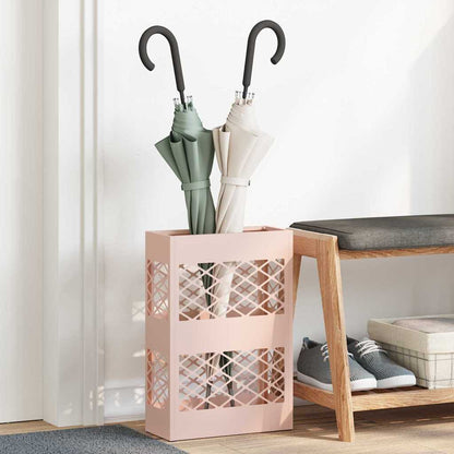 Rain Umbrella Stand 28 x 12 x 41 cm Steel Cross Pattern Pink