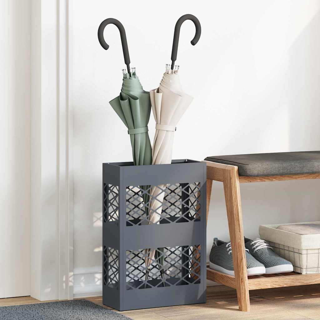 Rain Umbrella Stand 28 x 12 x 41 cm Steel Cross Pattern Anthracite