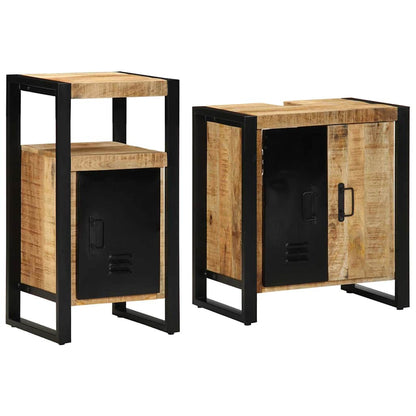 vidaXL Bathroom Furniture Set 2 pcs Brown and Black Solid Mango Wood 2