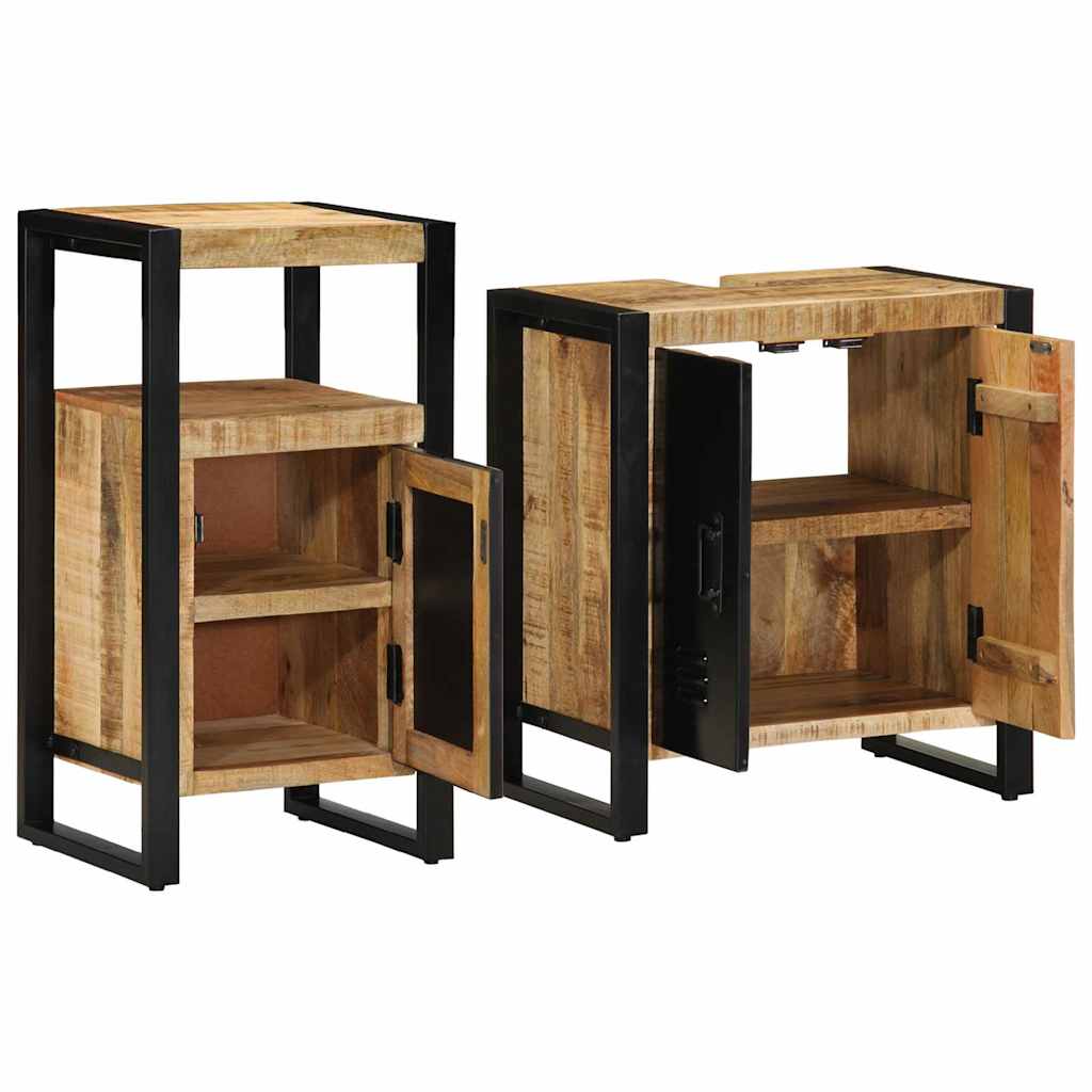 vidaXL Bathroom Furniture Set 2 pcs Brown and Black Solid Mango Wood 3