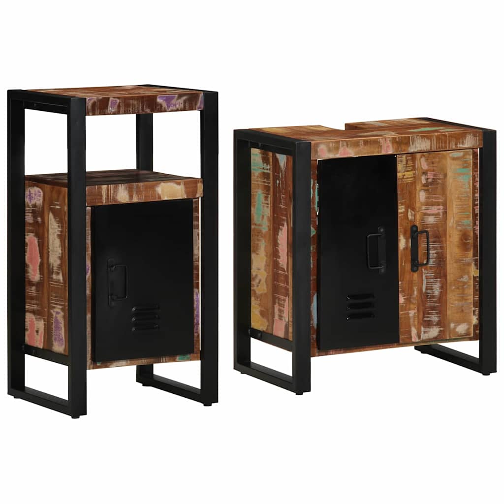 vidaXL Bathroom Furniture Set 2 pcs Multicolour and Black 1