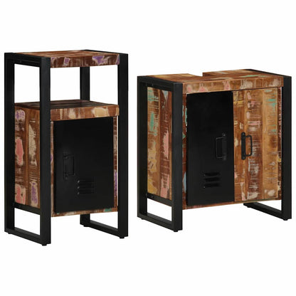 vidaXL Bathroom Furniture Set 2 pcs Multicolour and Black 1
