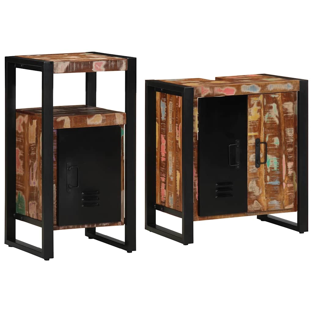 vidaXL Bathroom Furniture Set 2 pcs Multicolour and Black 2