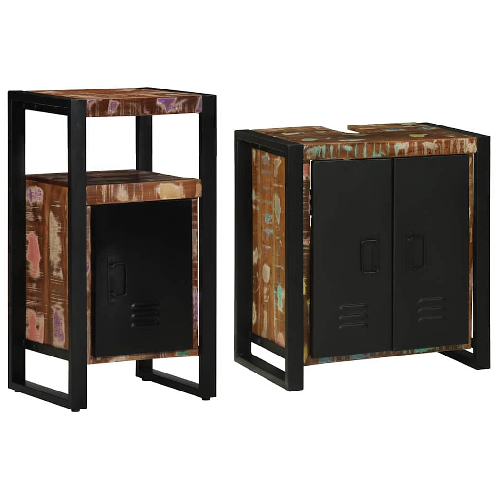 vidaXL Bathroom Furniture Set 2 pcs Multicolour and Black 1