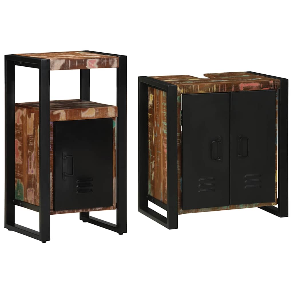 vidaXL Bathroom Furniture Set 2 pcs Multicolour and Black 2