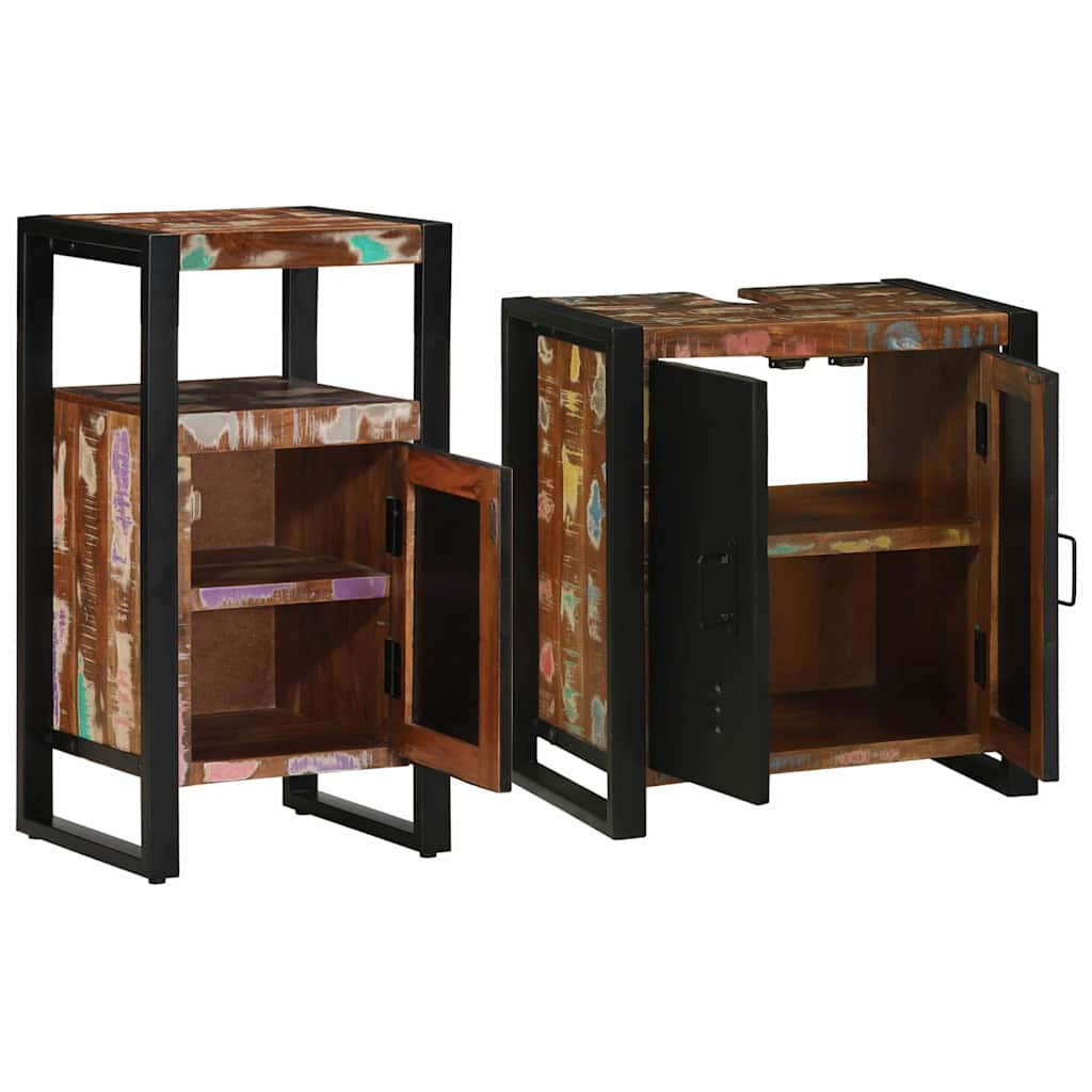vidaXL Bathroom Furniture Set 2 pcs Multicolour and Black 3