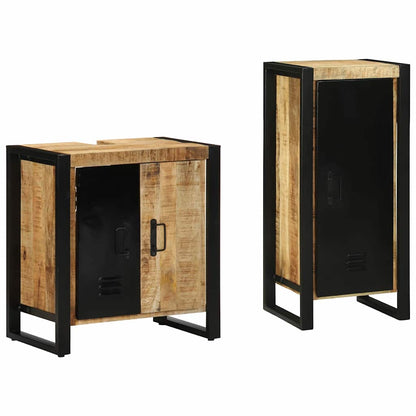 vidaXL Bathroom Furniture Set 2 pcs Brown and Black Solid Mango Wood 1
