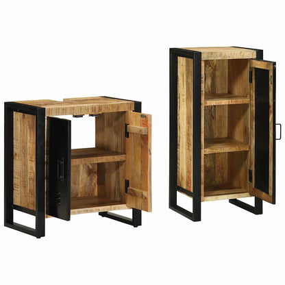 vidaXL Bathroom Furniture Set 2 pcs Brown and Black Solid Mango Wood 4