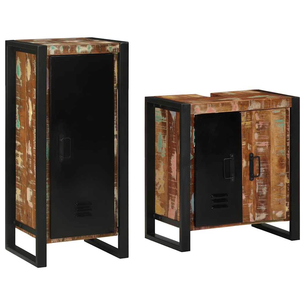 vidaXL Bathroom Furniture Set 2 pcs Multicolour and Black 3