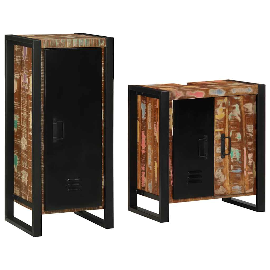 vidaXL Bathroom Furniture Set 2 pcs Multicolour and Black 4