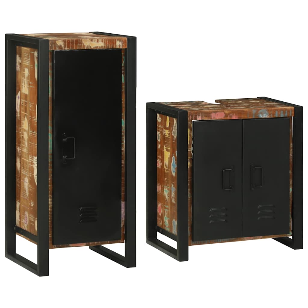 vidaXL Bathroom Furniture Set 2 pcs Multicolour Solid Reclaimed Wood 1