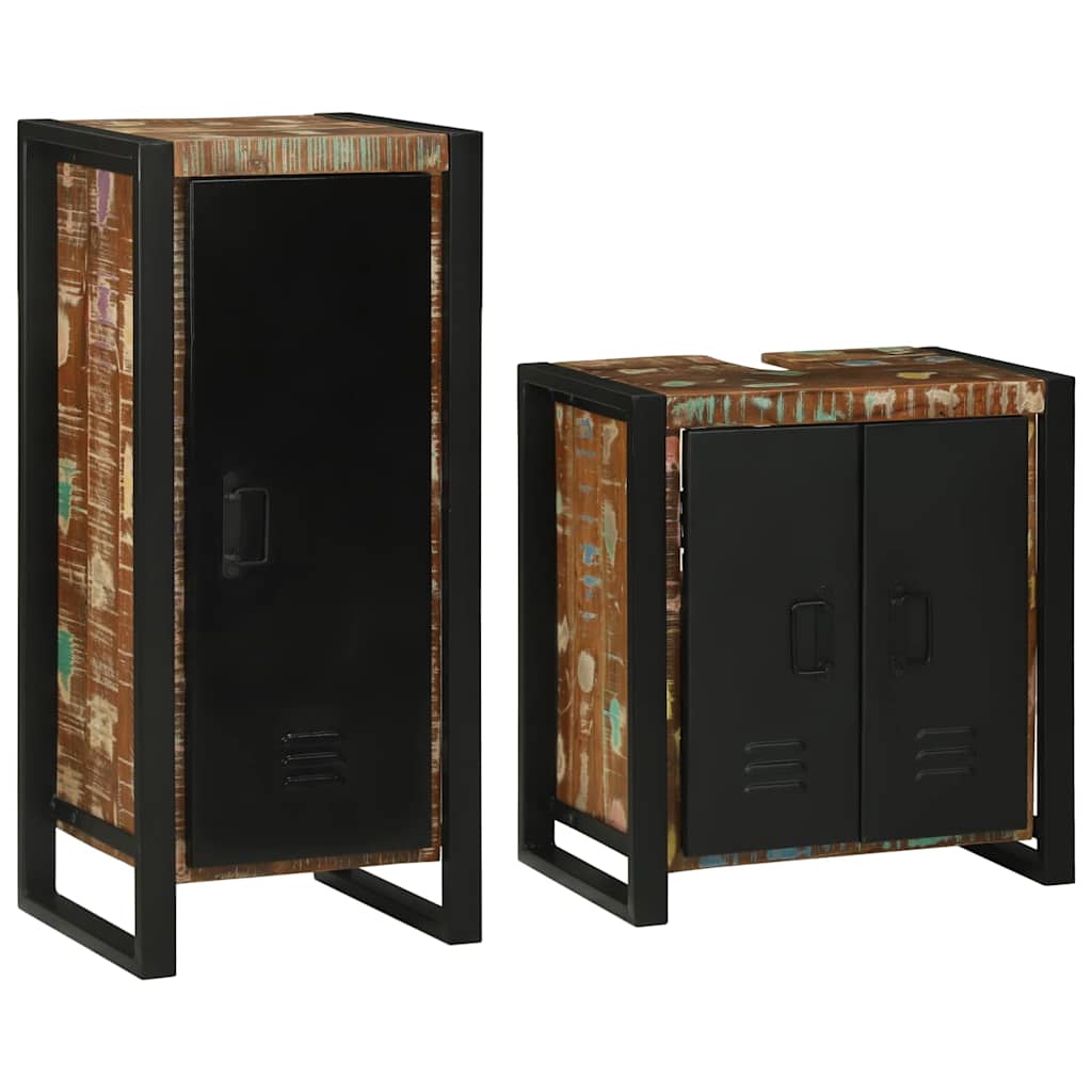 vidaXL Bathroom Furniture Set 2 pcs Multicolour Solid Reclaimed Wood 2