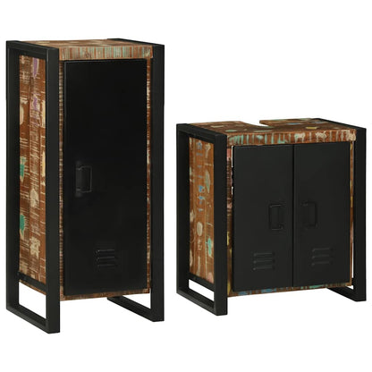 vidaXL Bathroom Furniture Set 2 pcs Multicolour Solid Reclaimed Wood 2