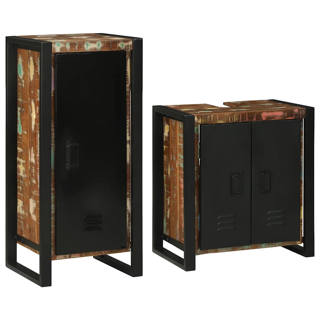 vidaXL Bathroom Furniture Set 2 pcs Multicolour Solid Reclaimed Wood 3