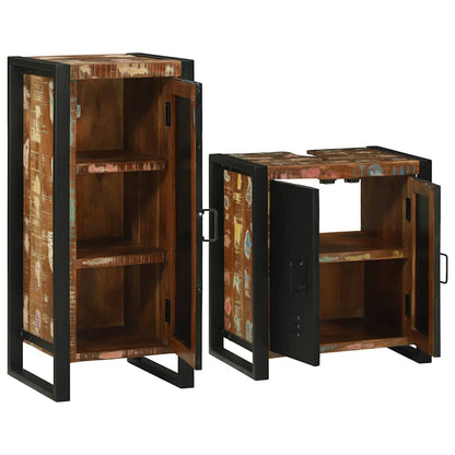 vidaXL Bathroom Furniture Set 2 pcs Multicolour Solid Reclaimed Wood 4