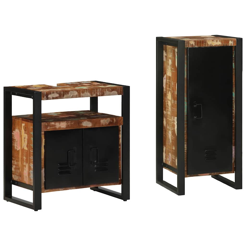 vidaXL Bathroom Furniture Set 2 pcs Multicolour and Black 1