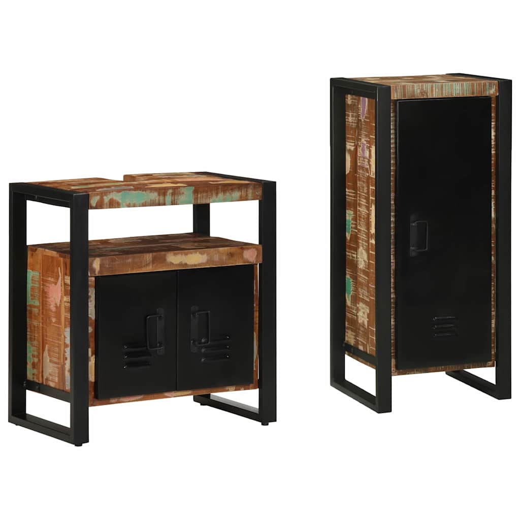 vidaXL Bathroom Furniture Set 2 pcs Multicolour and Black 2