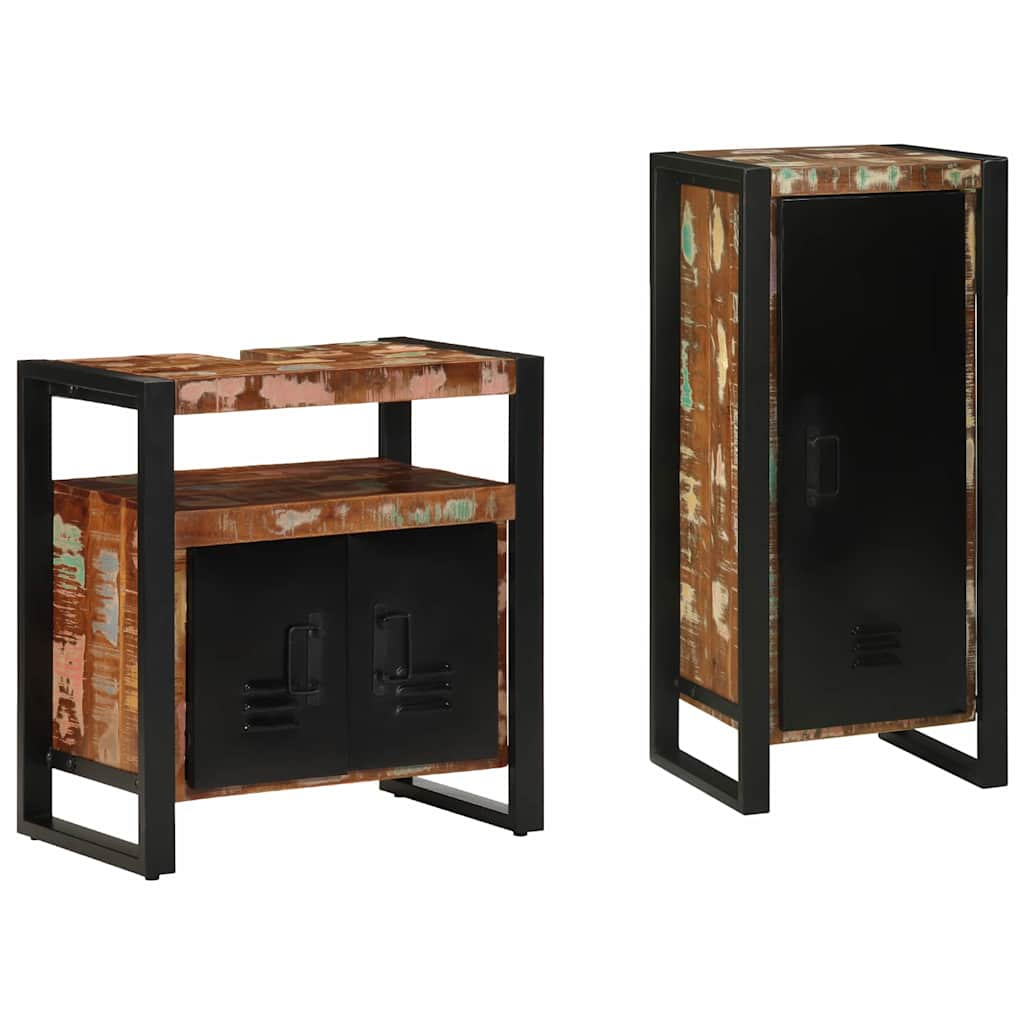 vidaXL Bathroom Furniture Set 2 pcs Multicolour and Black 3