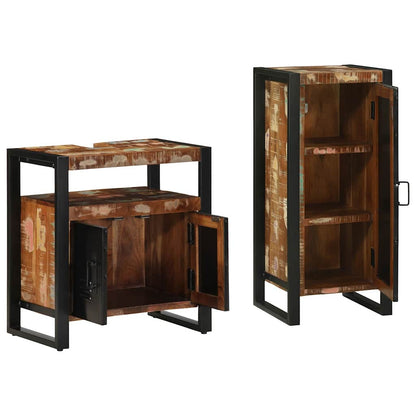 vidaXL Bathroom Furniture Set 2 pcs Multicolour and Black 4