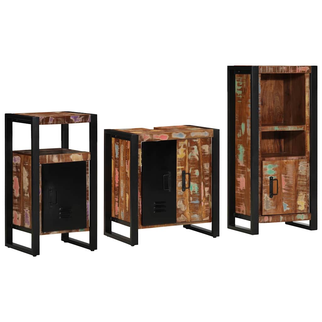 vidaXL Bathroom Furniture Set 3 pcs Multicolour and Black 2