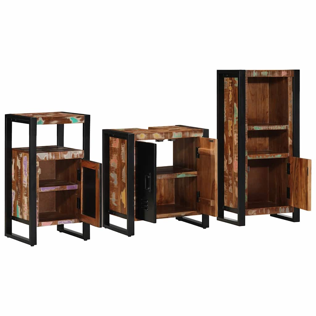 vidaXL Bathroom Furniture Set 3 pcs Multicolour and Black 3