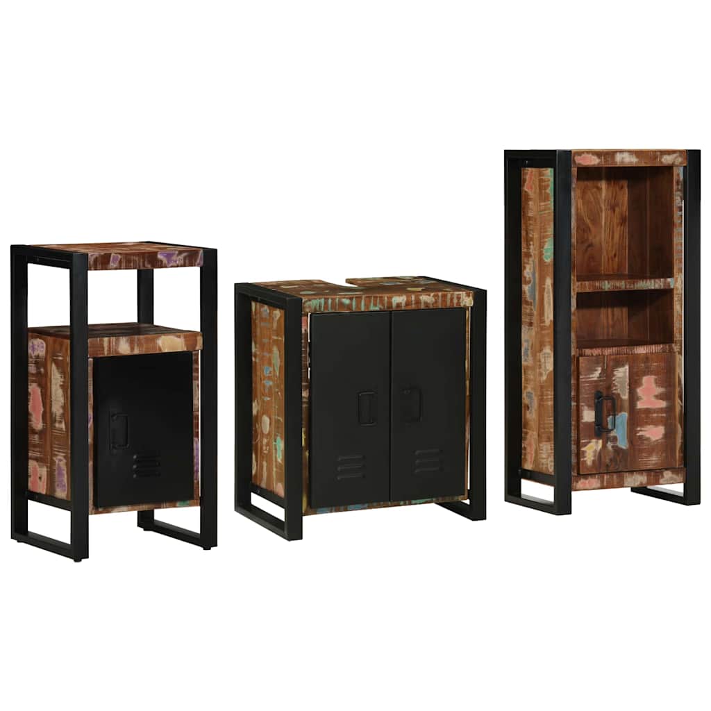 vidaXL Bathroom Furniture Set 3 pcs Multicolour and Black 2