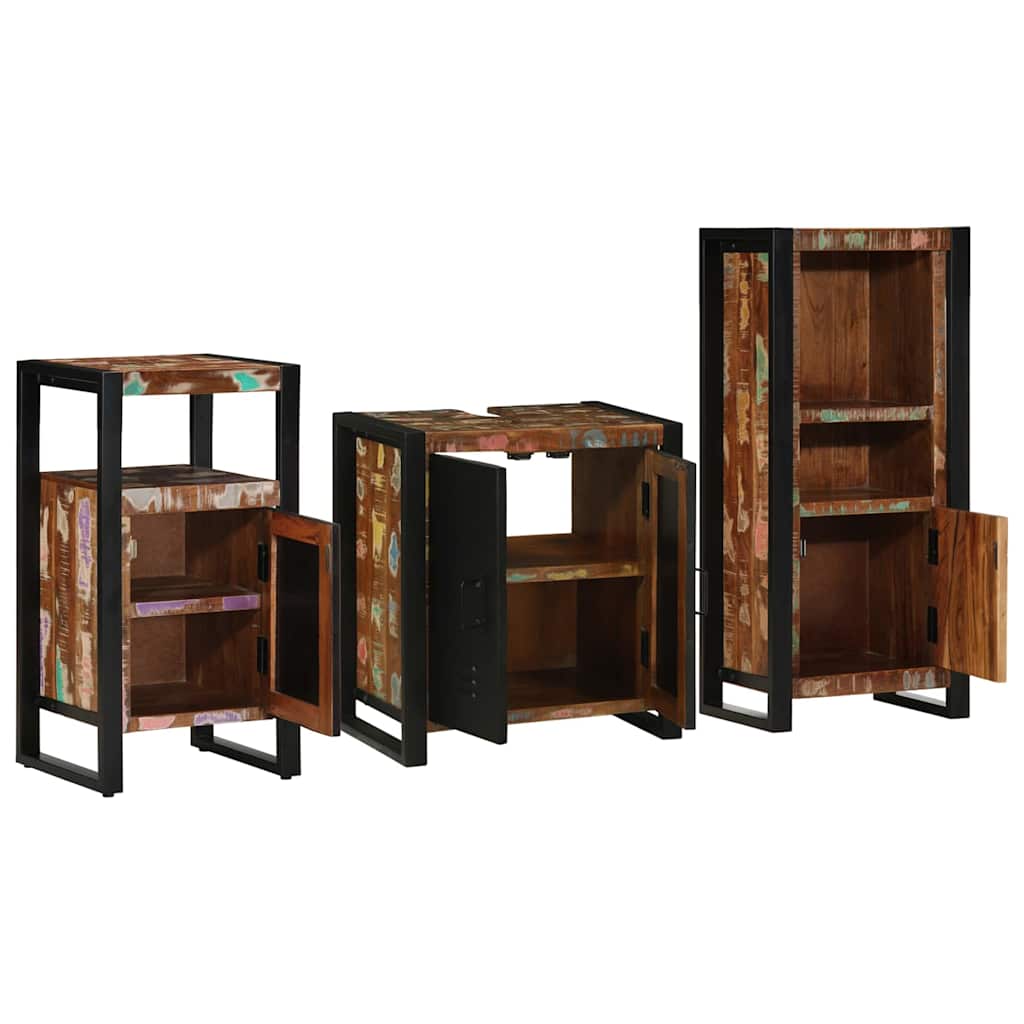 vidaXL Bathroom Furniture Set 3 pcs Multicolour and Black 3