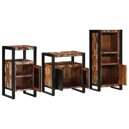 Bathroom Furniture Set 3 pcs Brown and Black Solid reclaimed wood