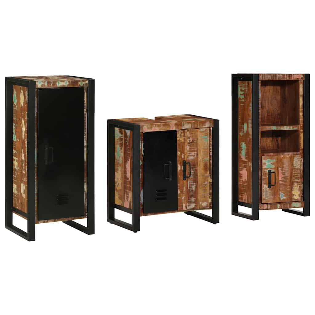 vidaXL Bathroom Furniture Set 3 pcs Multicolour and Black 2