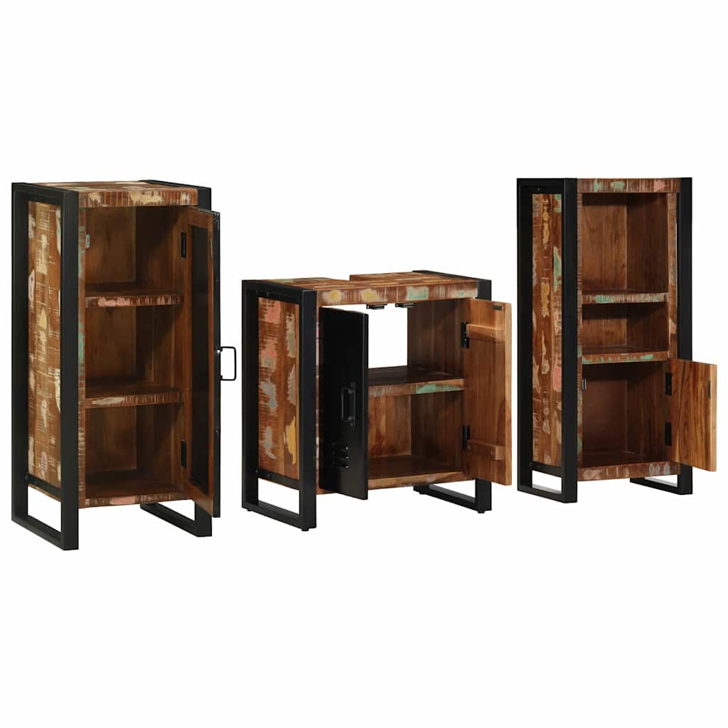 vidaXL Bathroom Furniture Set 3 pcs Multicolour and Black 3