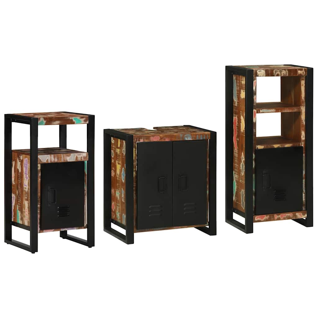 vidaXL Bathroom Furniture Set 3 pcs Multicolour and Black 1