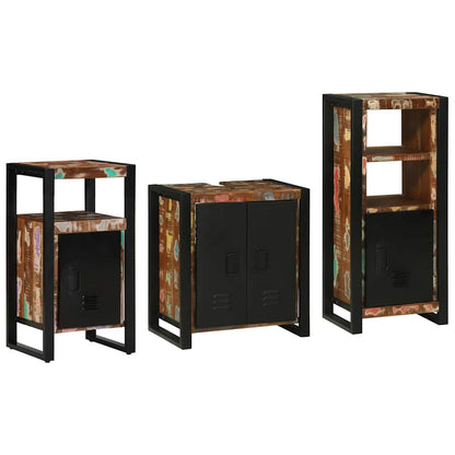 vidaXL Bathroom Furniture Set 3 pcs Multicolour and Black 1