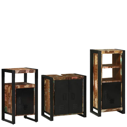 vidaXL Bathroom Furniture Set 3 pcs Multicolour and Black 2