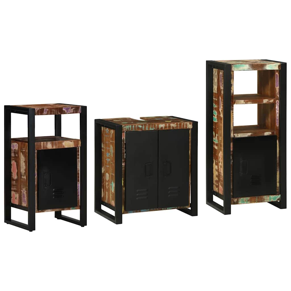 vidaXL Bathroom Furniture Set 3 pcs Multicolour and Black 3