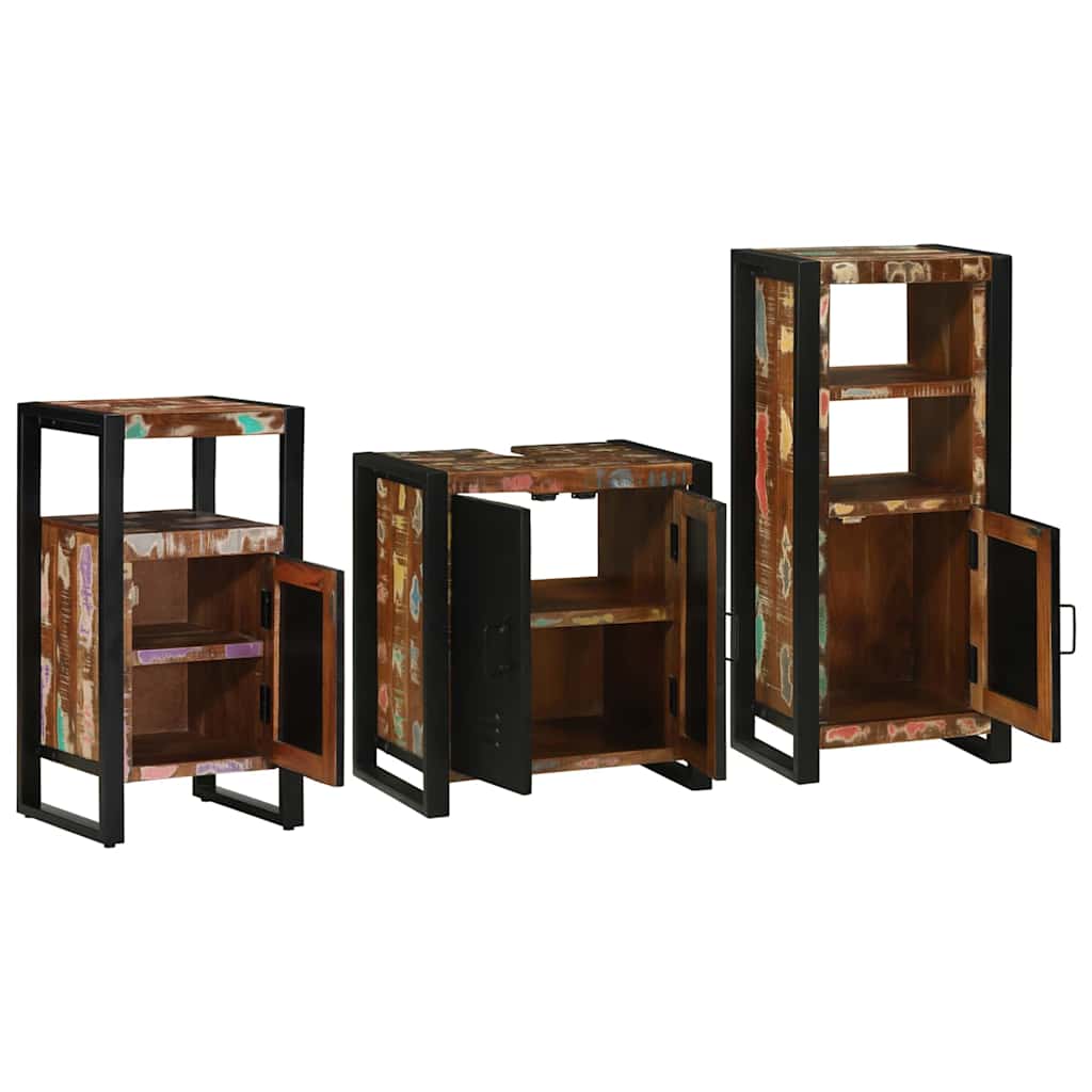 vidaXL Bathroom Furniture Set 3 pcs Multicolour and Black 4