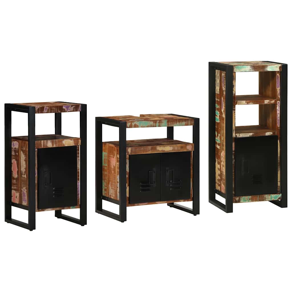 vidaXL Bathroom Furniture Set 3 pcs Multicolour and Black 1