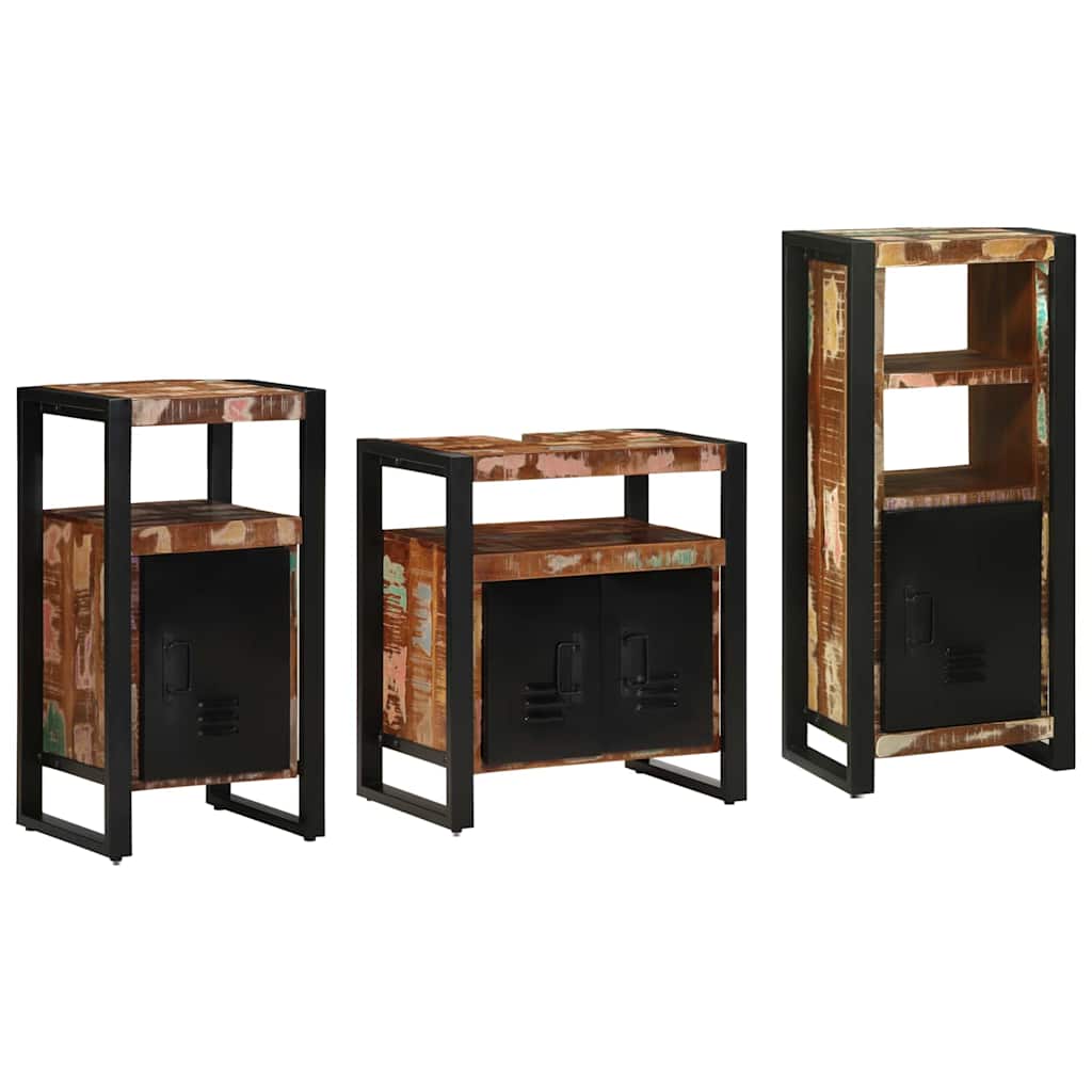 vidaXL Bathroom Furniture Set 3 pcs Multicolour and Black 2