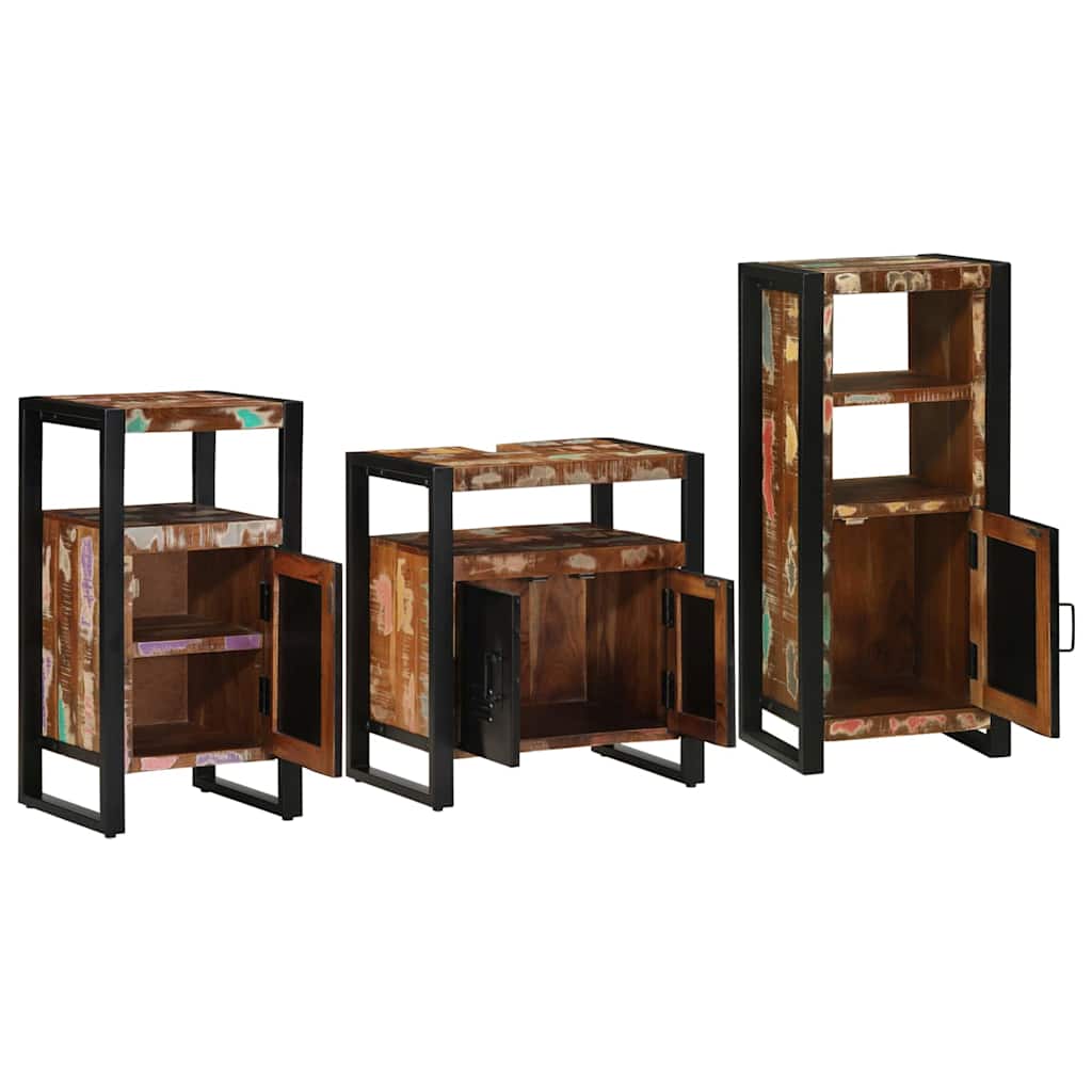 vidaXL Bathroom Furniture Set 3 pcs Multicolour and Black 3