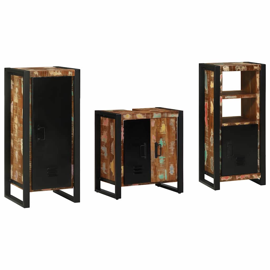vidaXL Bathroom Furniture Set 3 pcs Multicolour and Black 1