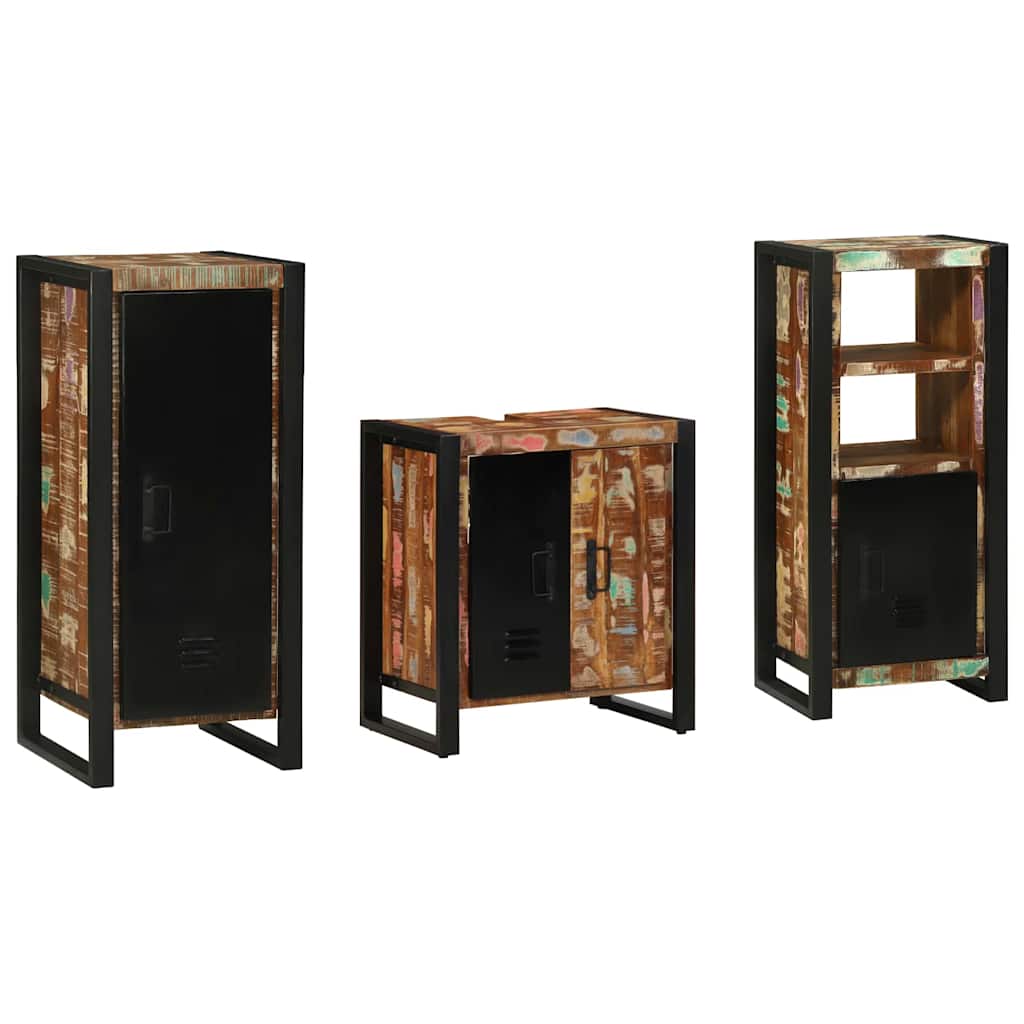 vidaXL Bathroom Furniture Set 3 pcs Multicolour and Black 2